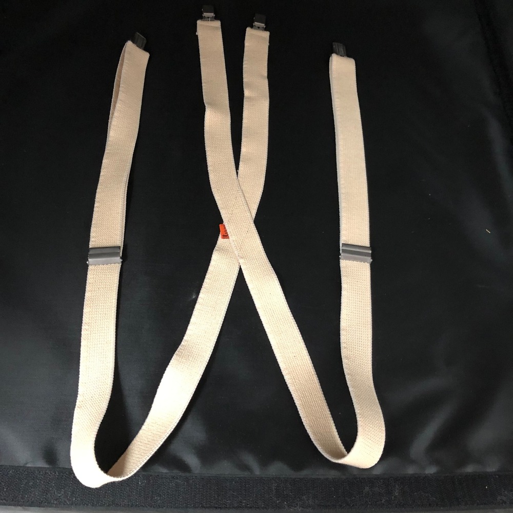 Vintage Levis Suspenders Orange Tab Cream Cotton Webbing X-Back Adjustable Clips
